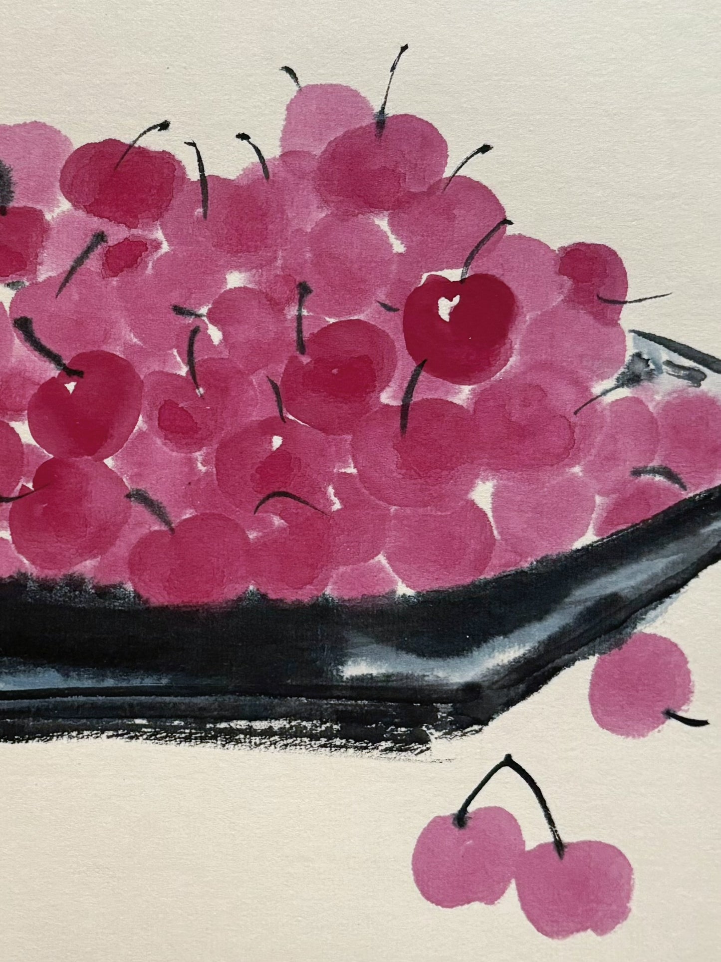 Cherries Traditional Chinese Painting Freehand Drawing