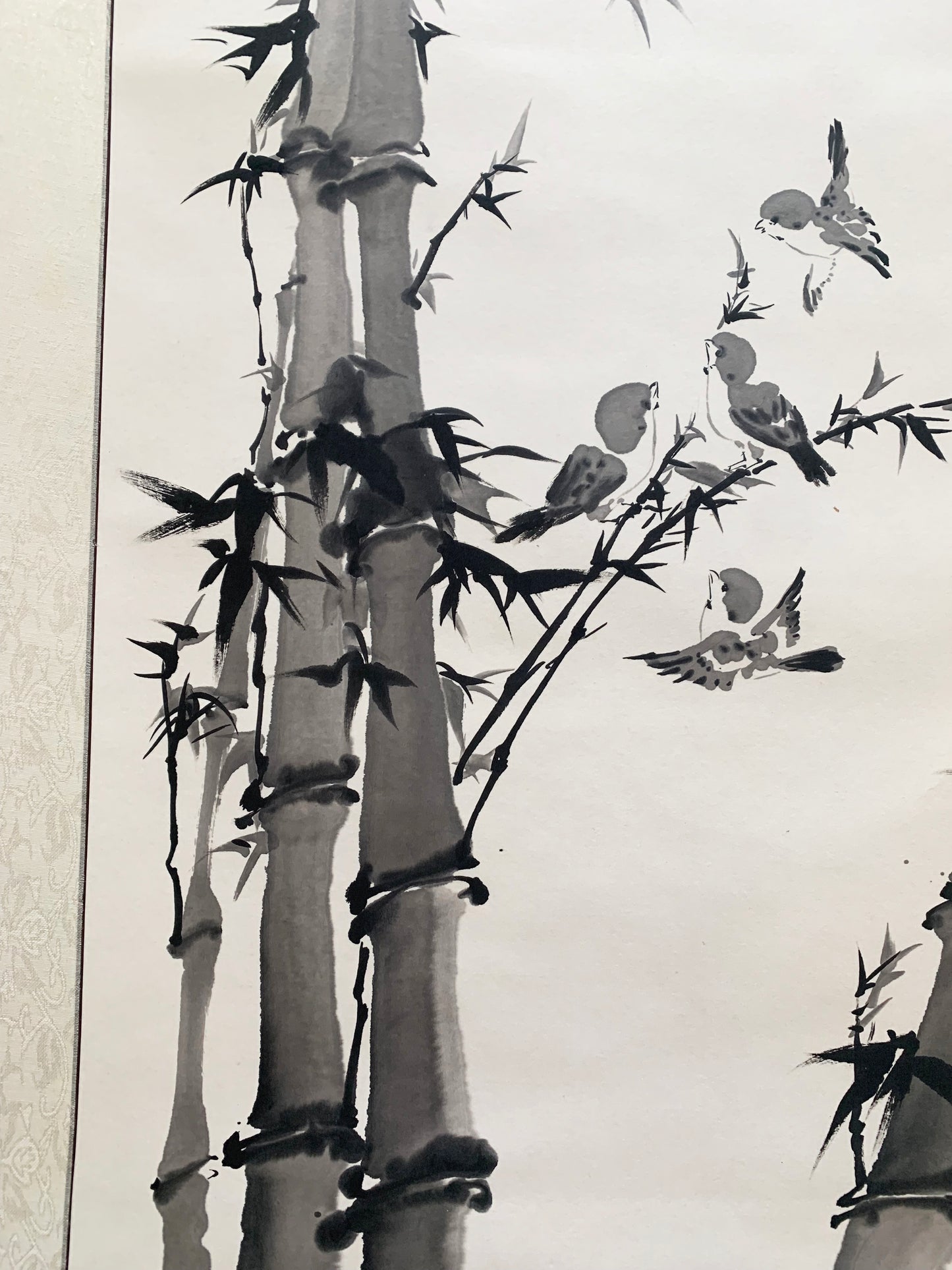 "Bamboo and Sparrows" Ink Wash Painting