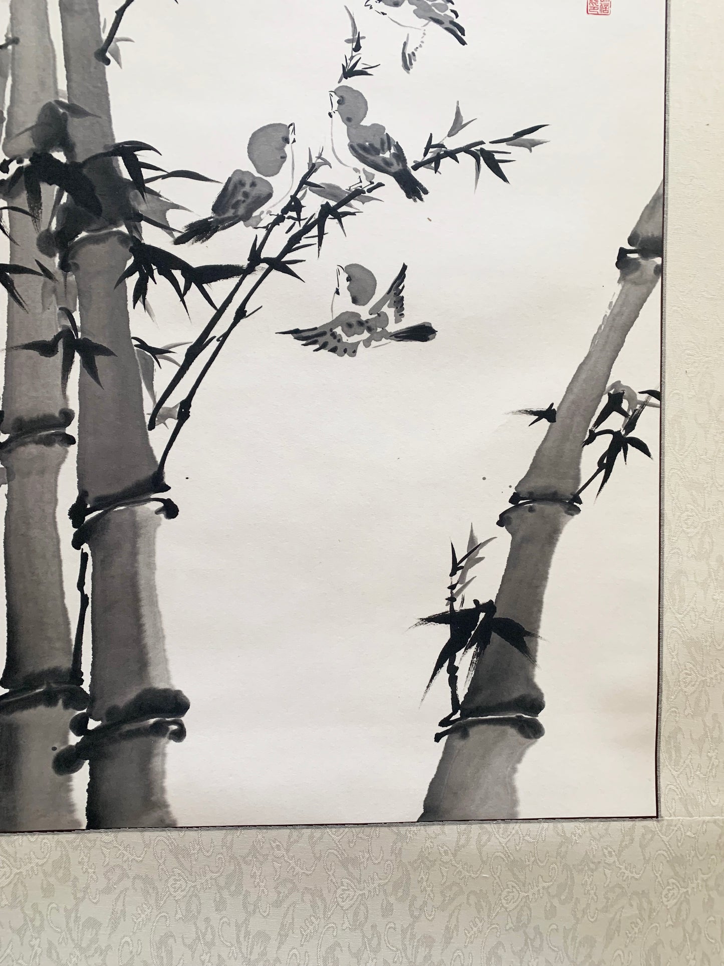 "Bamboo and Sparrows" Ink Wash Painting