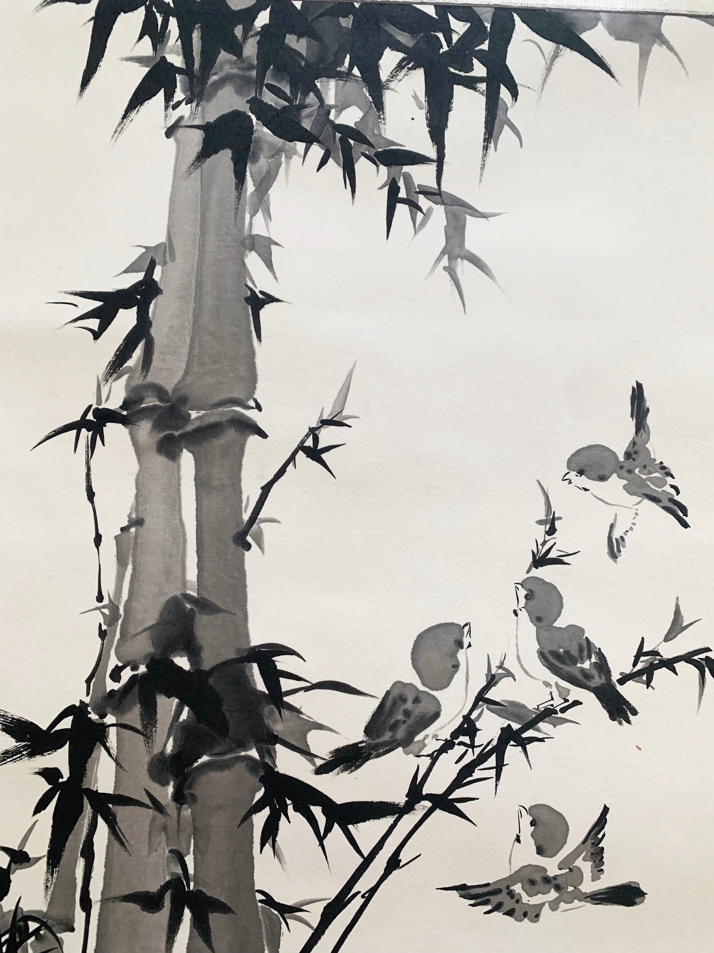 "Bamboo and Sparrows" Ink Wash Painting