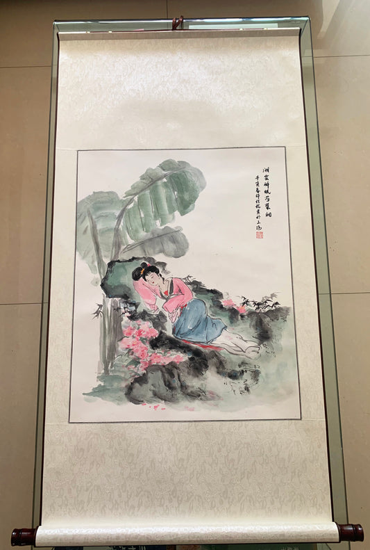 Ancient Beauty Ink Brush Painting Hanging Scroll