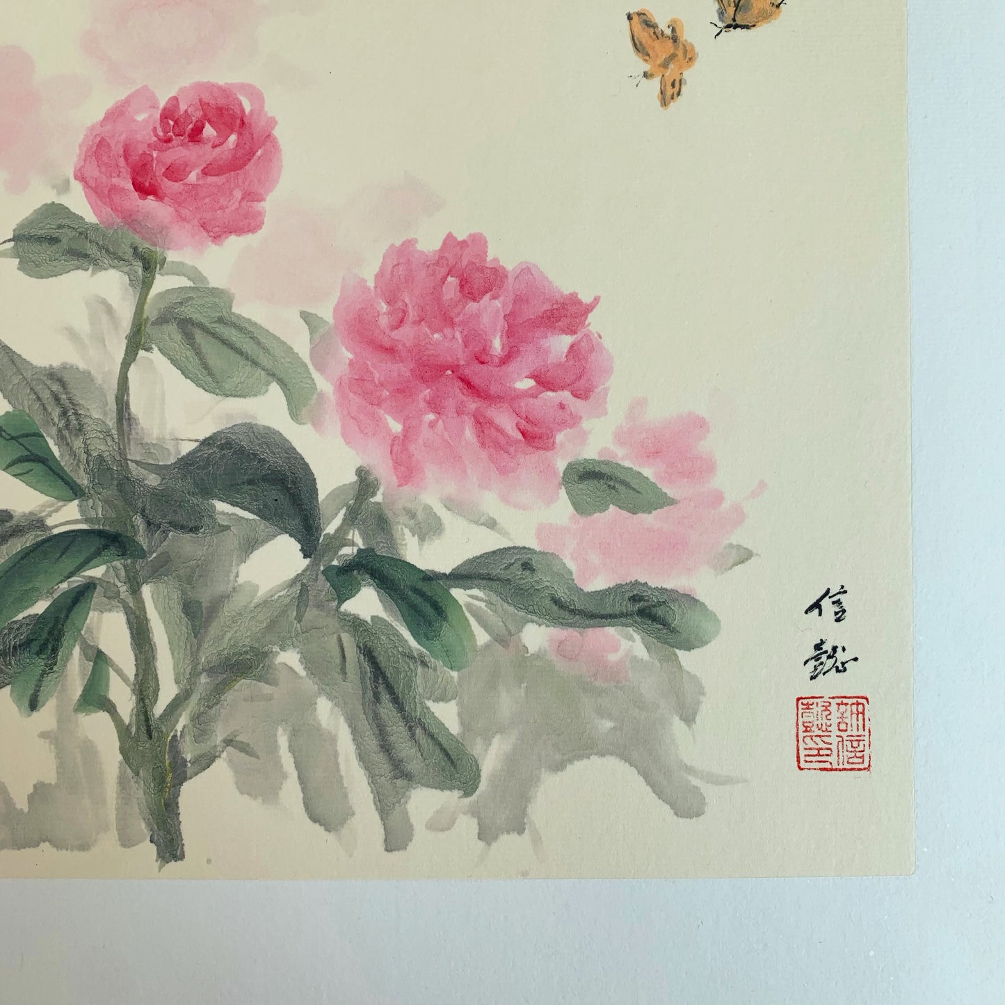 Peony Flowers Ink Painting