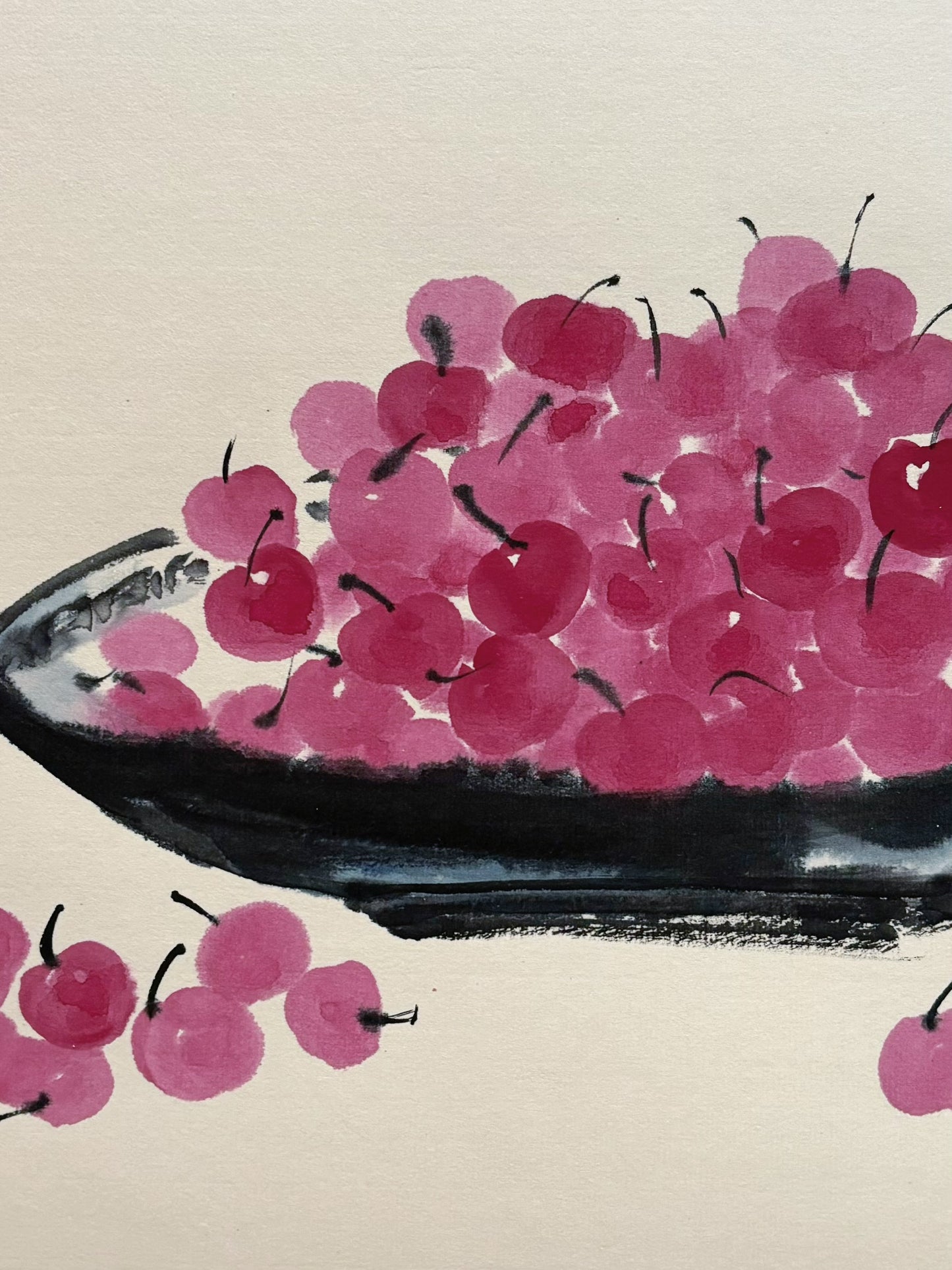 Cherries Traditional Chinese Painting Freehand Drawing