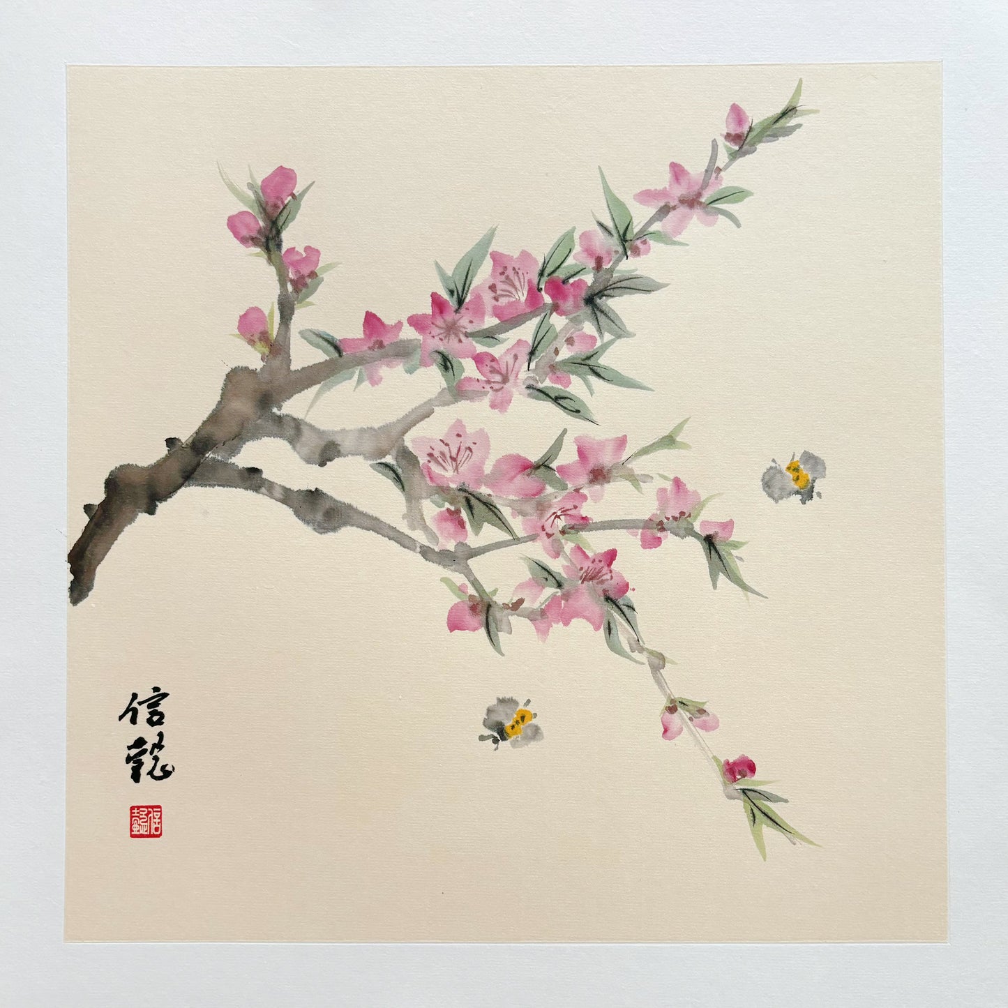 Peach Blossom Flowers Chinese Painting Elegant Wall Art