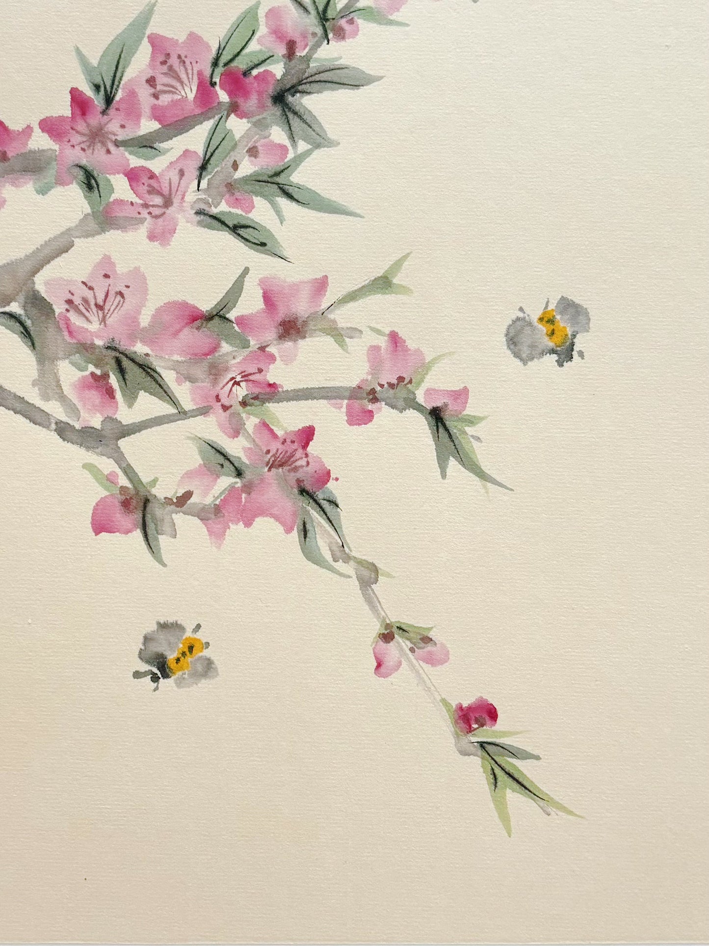Peach Blossom Flowers Chinese Painting Elegant Wall Art