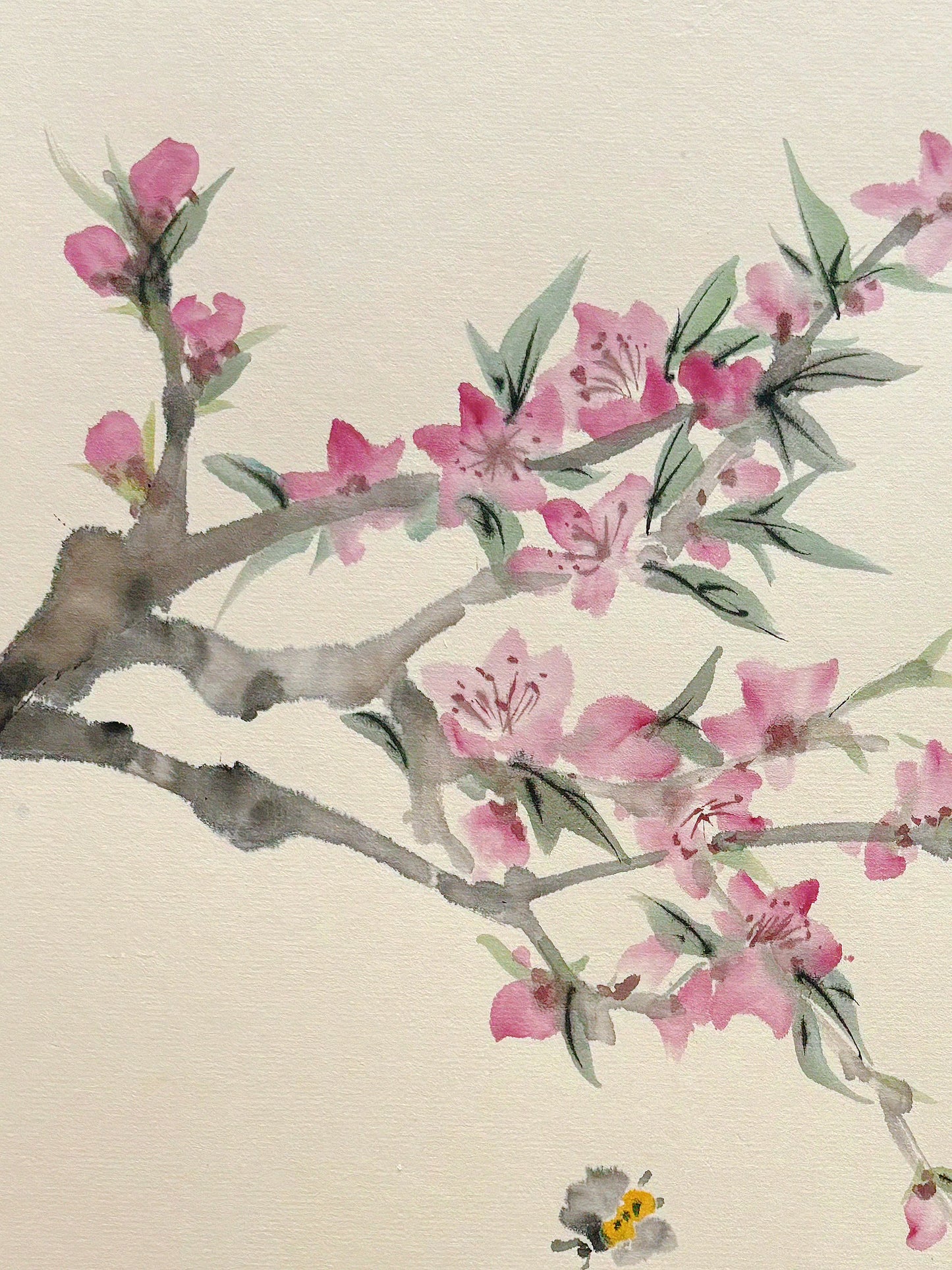 Peach Blossom Flowers Chinese Painting Elegant Wall Art