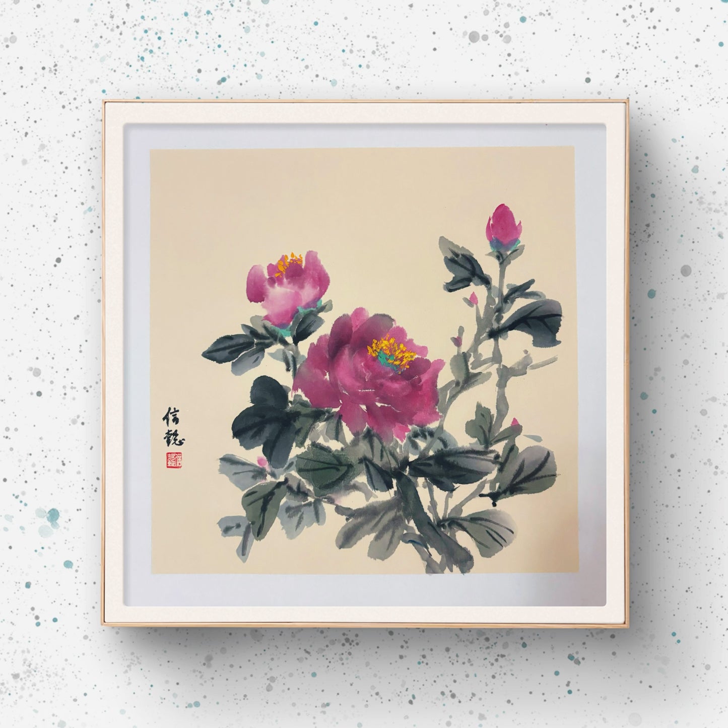 Peony Flowers Chinese Painting Vintage Style Wall Art