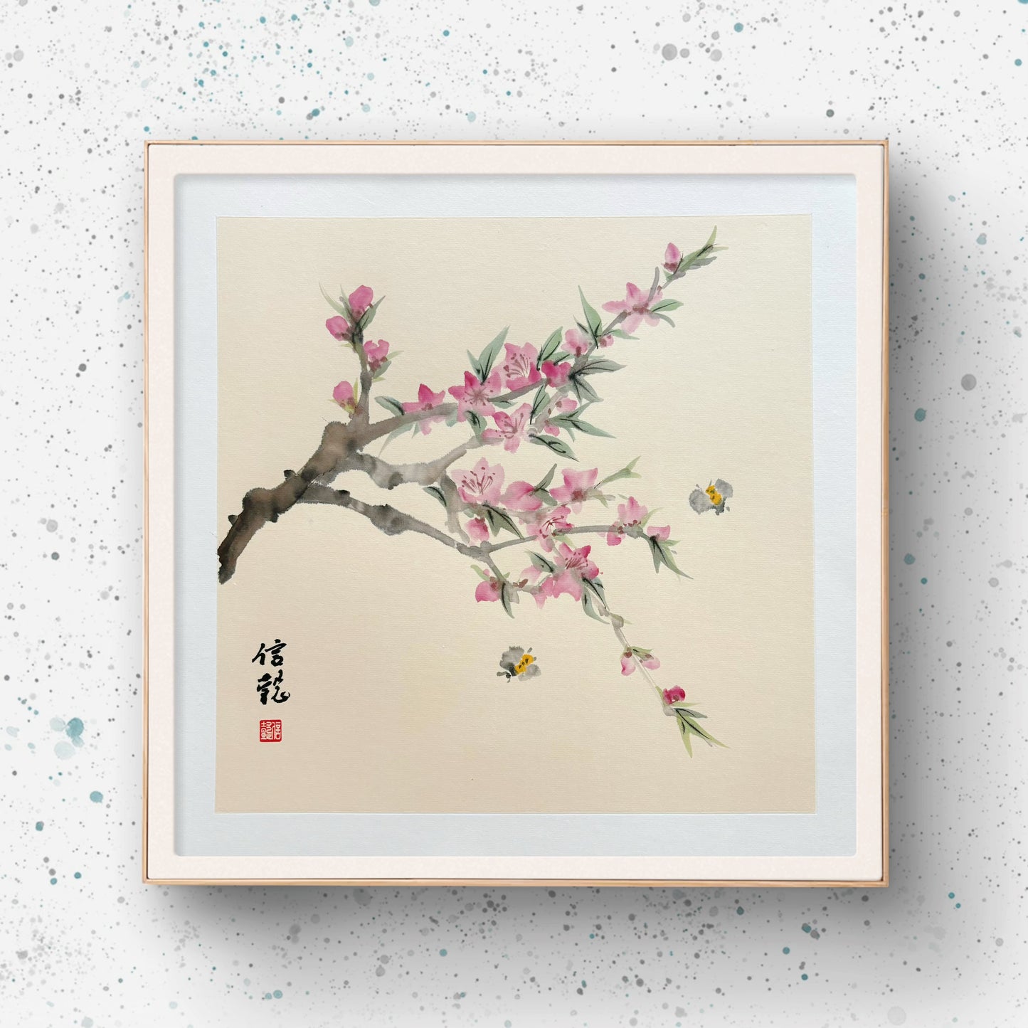 Peach Blossom Flowers Chinese Painting Elegant Wall Art