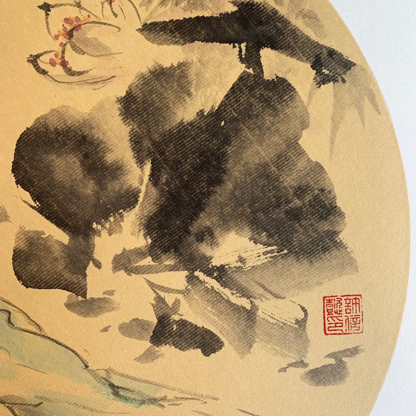 "Ancient Beauty by Lotus Pond" Chinese Ink Painting