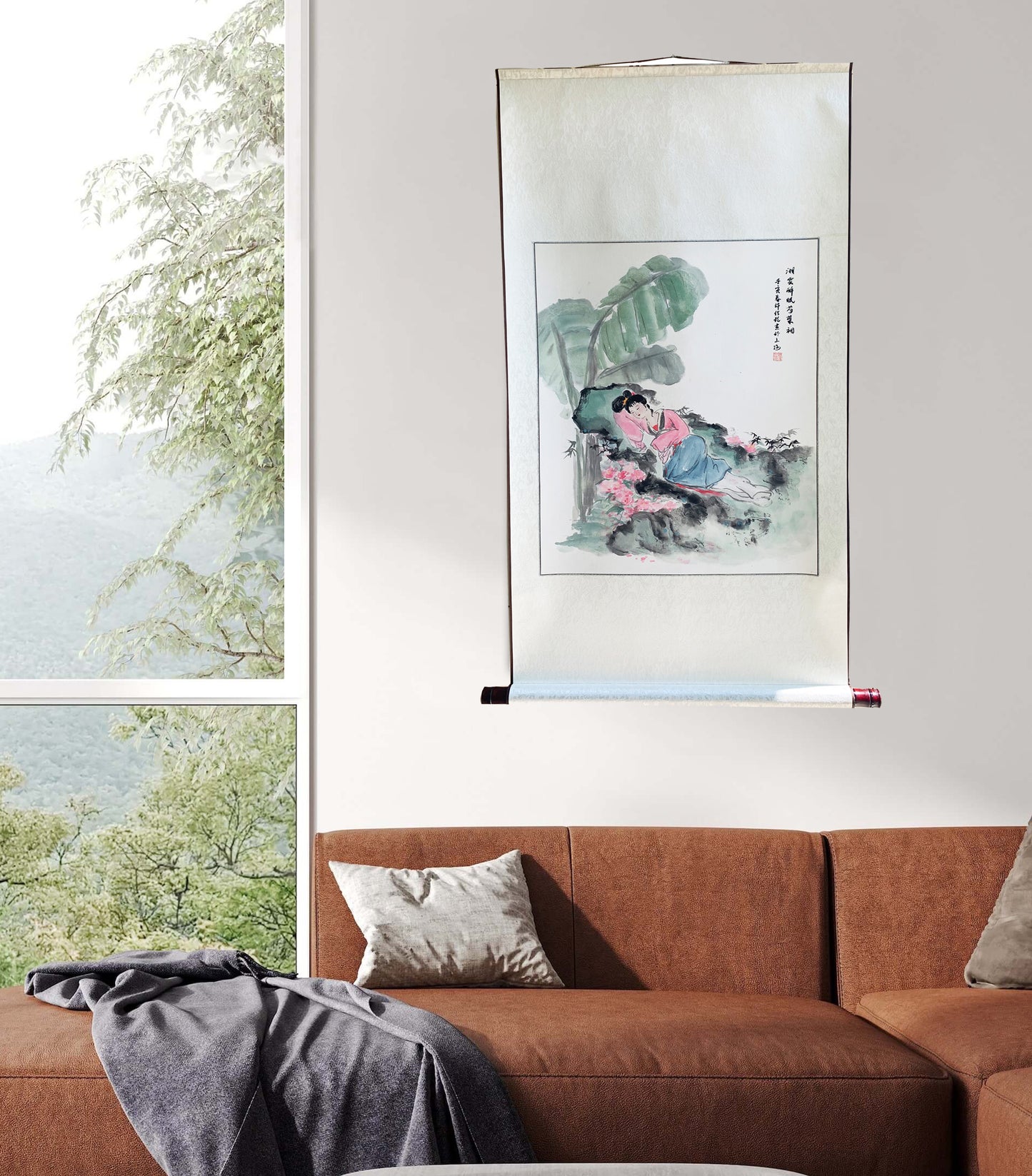 Ancient Beauty Ink Brush Painting Hanging Scroll