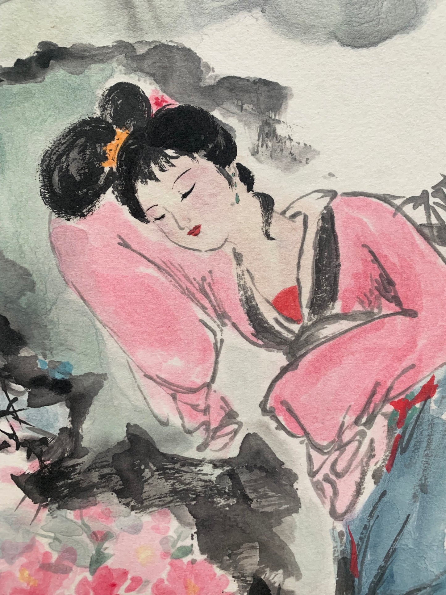 Ancient Beauty Ink Brush Painting Hanging Scroll