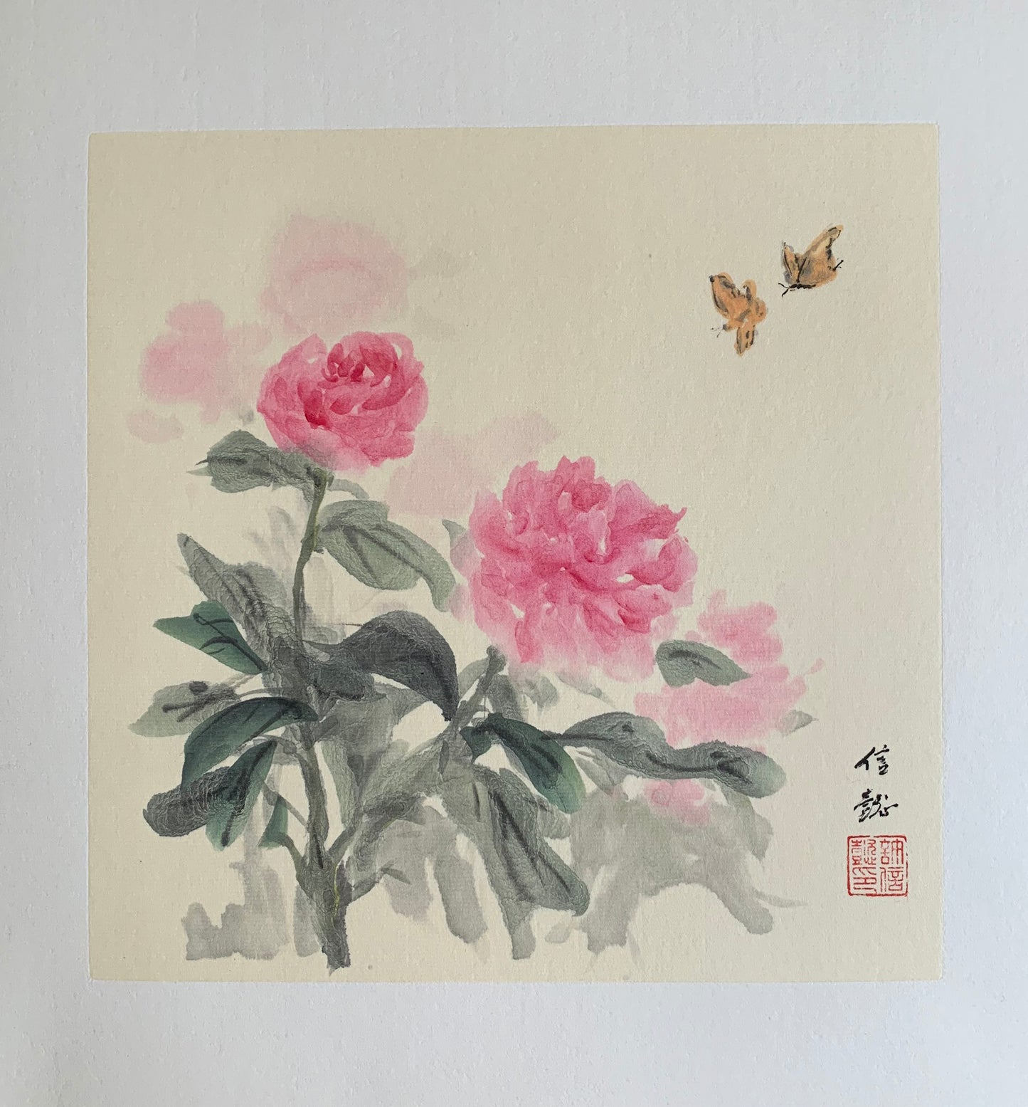 Peony Flowers Ink Painting